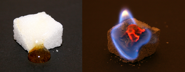 Anzünden eines Zuckerwürfels 