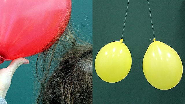 Anziehende (links) und abstoßende elektrische Kräfte (rechts) 
