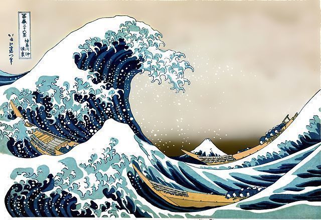 „Die große Welle vor Kanagawa“ von Hokusai Katsushika (1760-1849) 