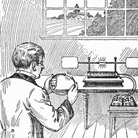 Heinrich Hertz bestätigt elektromagnetische Wellen im Experiment 