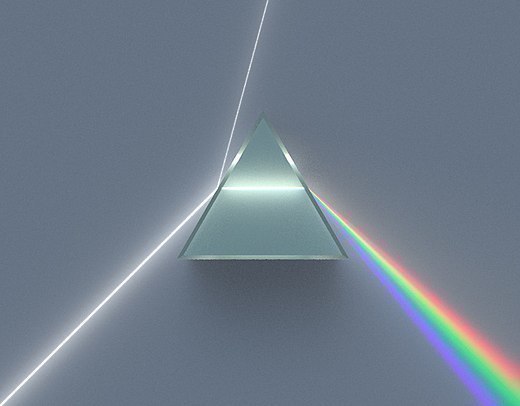 Ein Prisma zerlegt Licht in seine Farbbestandteile 