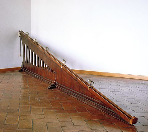 Schiefe Ebene im Museo Galileo in Florenz, Italien. 