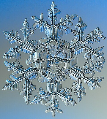 Ausgeprägte Symmetrie und Selbstähnlichkeit bei einer Schneeflocke 