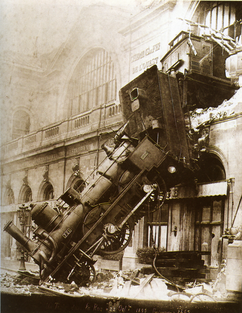 Zugunglück am Bahnhof Montparnasse, Paris, Frankreich, 1895 